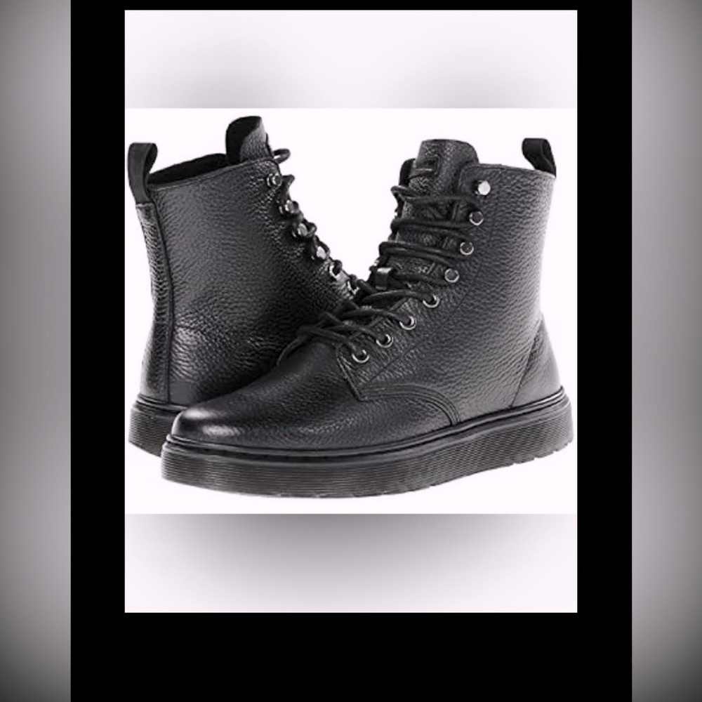 Dr. Martens Hadley Boots Pebbled Black Montreal Lux Leather 8 - Tie Lace Size 6